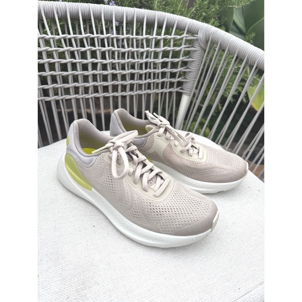 Lululemon Beyondfeel Run Womens 8.5 Bone Mojave Tan Lime Green LW9FGCS Sneakers